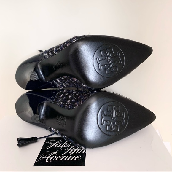 Tory Burch tweed tassel lace up oxford heels - Picture 3 of 16